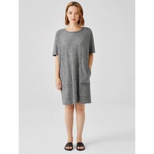 Eileen‎ Fisher Organic Cotton Hemp Knit Shift Dress Grey Short Sleeve Small SP
